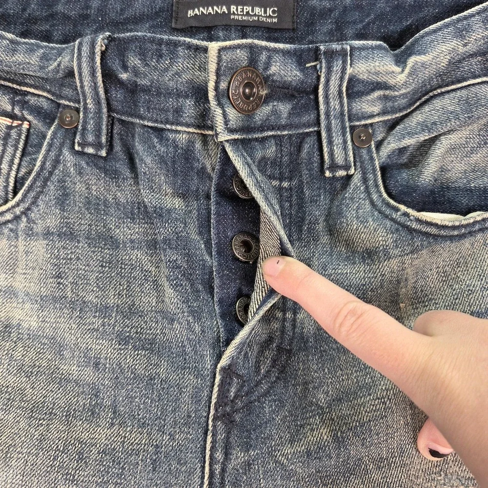 Banana Republic Jeans Mens Blue Selvedge Slim Fit‎ Distressed Fits 27x28